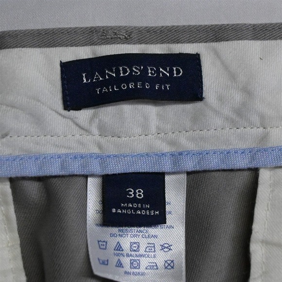 Lands' End 38 x 29 Gray‎ Tailored Fit Flat Front Mens Chino Pants - Picture 3 of 7